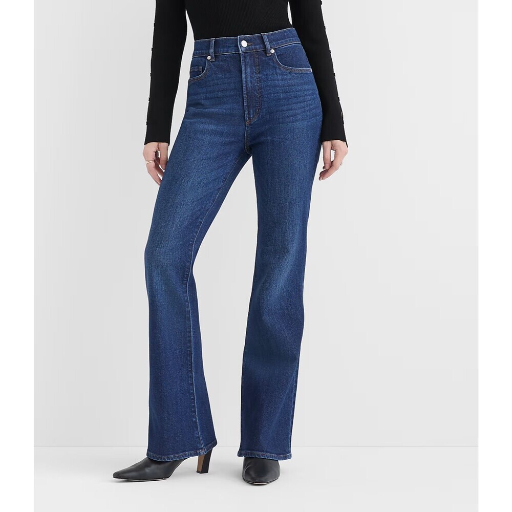 Loft the Slim Flare Jeans Size 8P Blue Stretch High Rise Casual Western Workwear